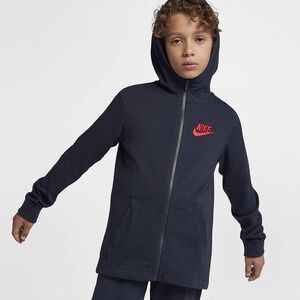 Nike Full Zip Hoodie‎ Sweatshirt Red Logo Pockets Casual XL